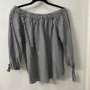Off Shoulder Striped Quarter Sleeve